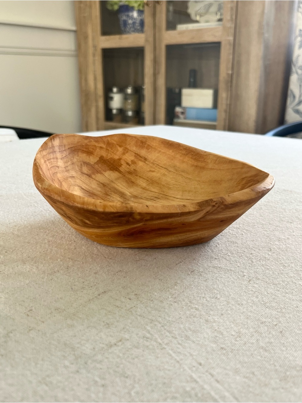 Vintage Hand-Carved Live Edge Wooden Root Bowl - 8.5"